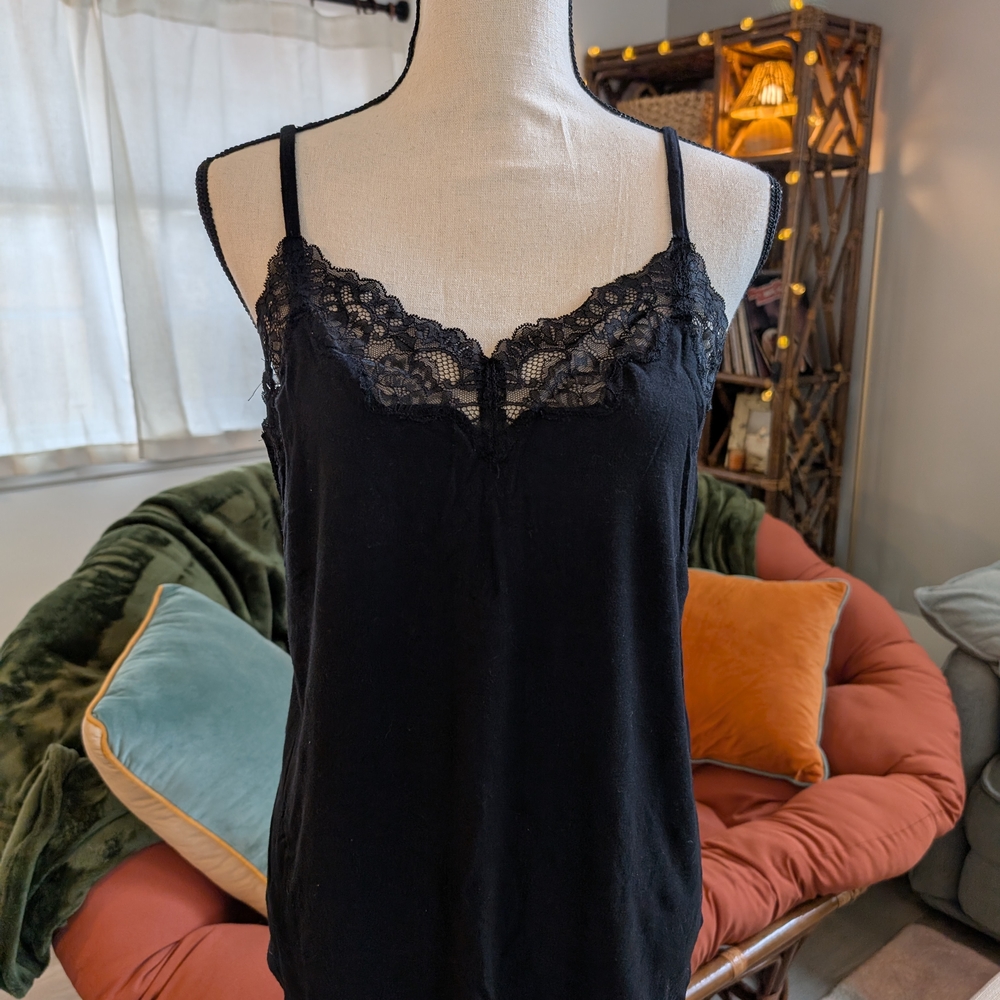 Soma Black Lace Chemise with Adjustable Straps